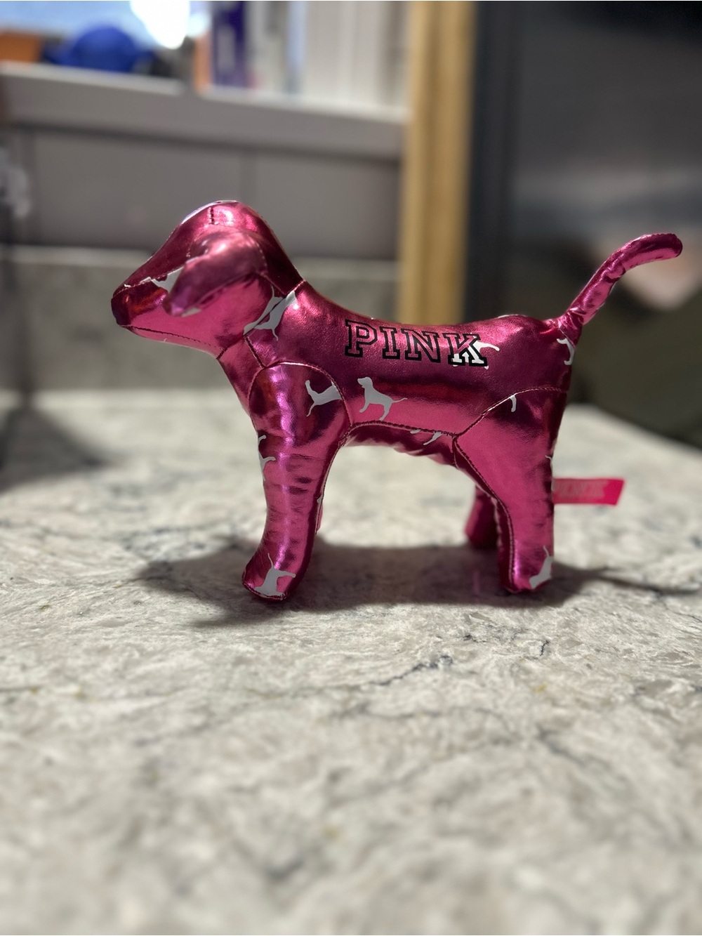PINK Victoria's Secret Metallic Pink Dog Plush 2018